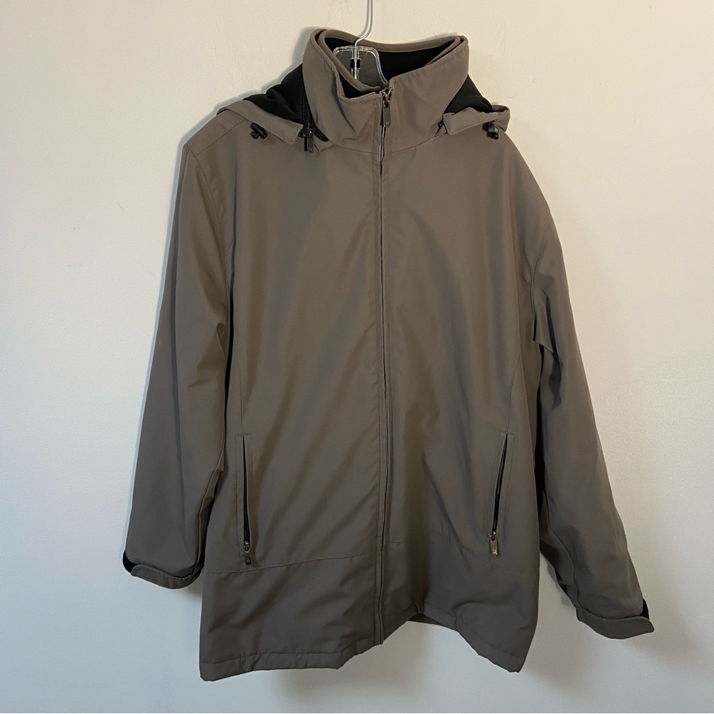 Weatherproof men’s winter jacket gray double zip hooded size Large